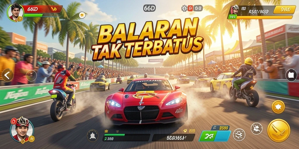 Tampilan memukau dari gameplay Racing di 66D.