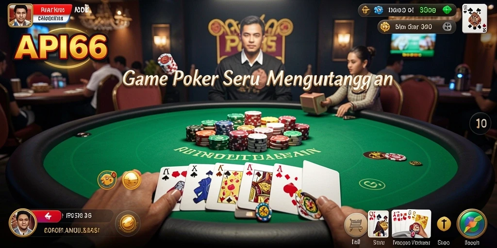 Tampilan gameplay seru poker di API66 dengan teman-teman.