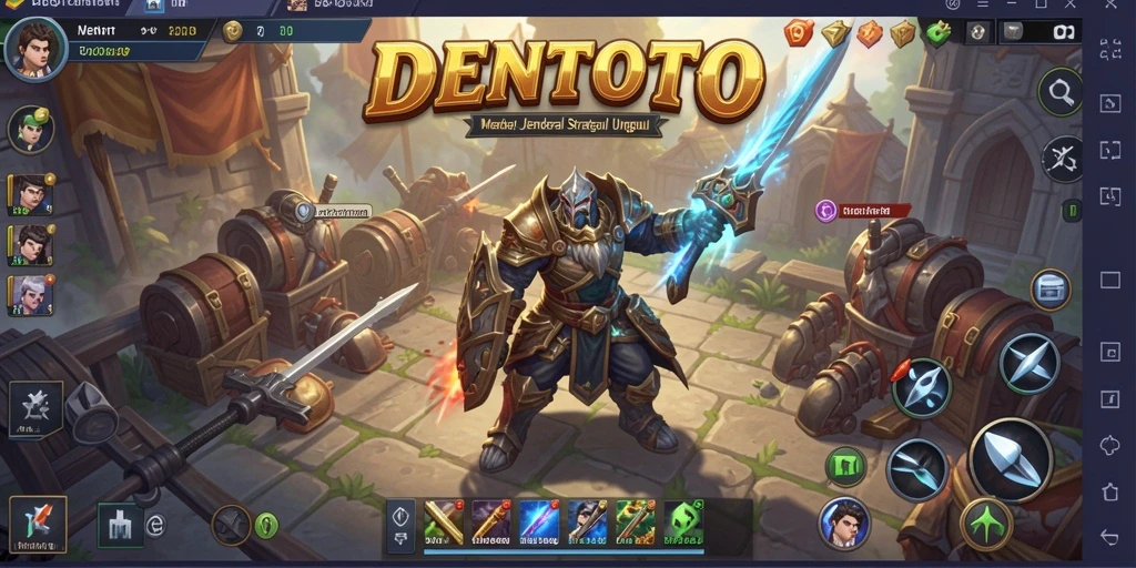 Screenshot DENTOTO menampilkan aksi pertempuran strategis yang intens.