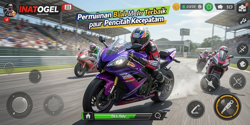 Tampilan gameplay balap motor yang seru dan mendebarkan.