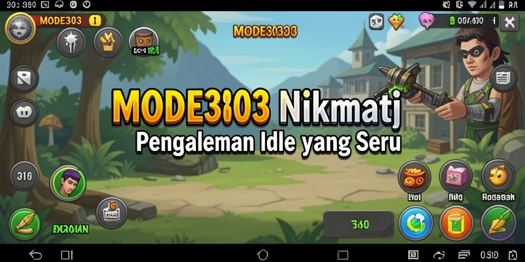 Screenshot gameplay <strong>MODE303</strong> yang menunjukkan kemajuan idle yang menarik.