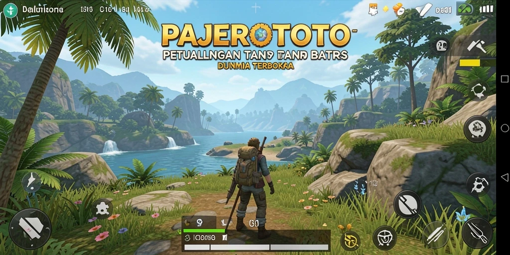 Screenshot gameplay PAJEROTOTO yang menampilkan dunia terbuka yang luas.