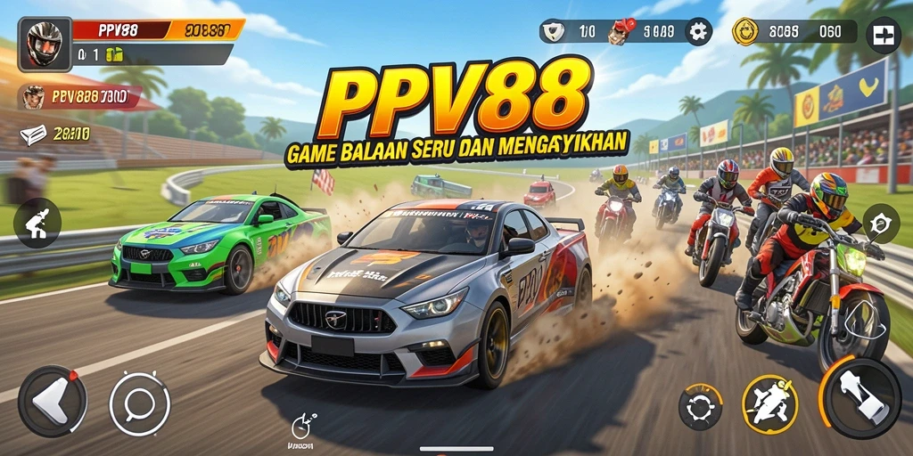 Screenshot gameplay PPV88 menampilkan balapan mendebarkan di lintasan yang beragam.