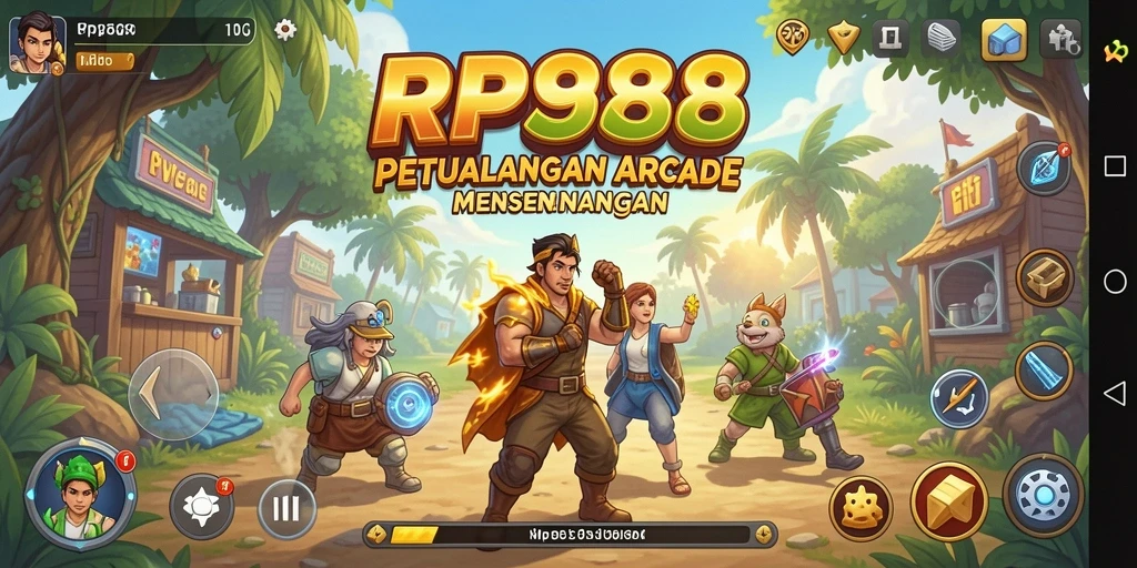 Screenshot RP888 menampilkan gameplay Arcade yang seru dan penuh warna.