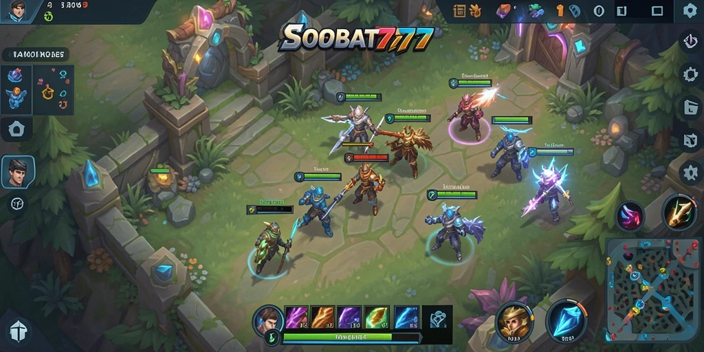 Tampilan gameplay intens dari SOBAT777 dengan aksi MOBA yang mendebarkan.