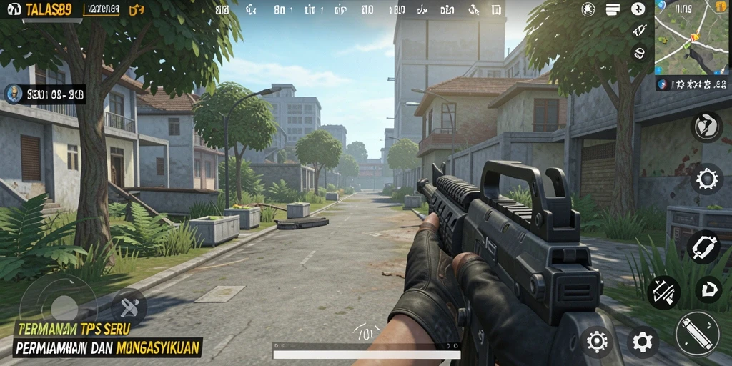 Tampilan gameplay seru saat bermain TALAS89 dalam mode TPS.