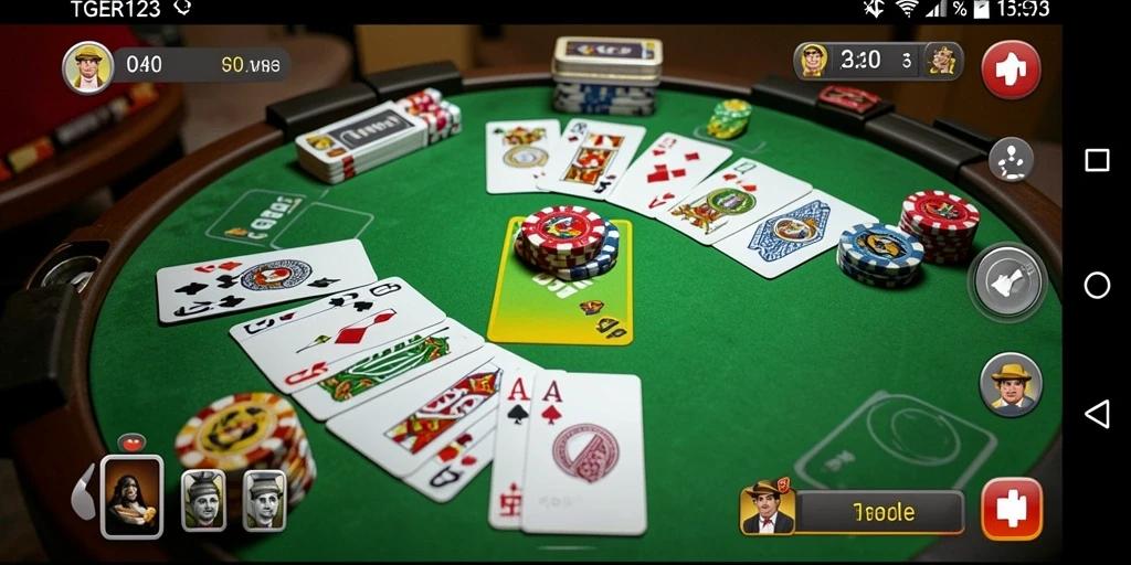 Tampilan gameplay seru dalam TGER123 yang menampilkan kartu Gaple.