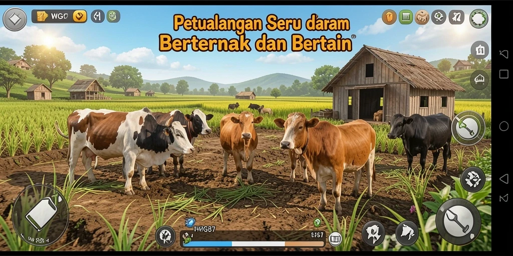 Tangkapan layar menunjukkan aktivitas seru dalam permainan bertani di WG87.